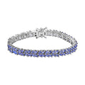 Doorbuster KARIS Tanzanite Double-Row Bracelet in Platinum Bond (6.50 In) 8.65 ctw - Sticky add to cart bar