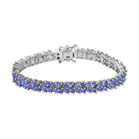 Doorbuster KARIS Tanzanite Double-Row Bracelet in Platinum Bond (6.50 In) 8.65 ctw