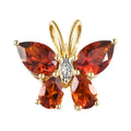 Brazilian Cherry Citrine and Natural White Zircon Butterfly Pendant in Vermeil Yellow Gold Over Sterling Silver 2.15 ctw - Sticky add to cart bar