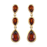 Brazilian Cherry Citrine Dangle Earrings in Vermeil Yellow Gold Over Sterling Silver 3.60 ctw
