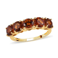 Brazilian Cherry Citrine 5 Stone Ring in Vermeil Yellow Gold Over Sterling Silver 2.25 ctw