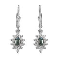 Narsipatnam Alexandrite and White Zircon Floral Lever Back Earrings in Platinum Over Sterling Silver 1.00 ctw - Sticky add to cart bar