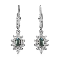 Narsipatnam Alexandrite and White Zircon Floral Lever Back Earrings in Platinum Over Sterling Silver 1.00 ctw