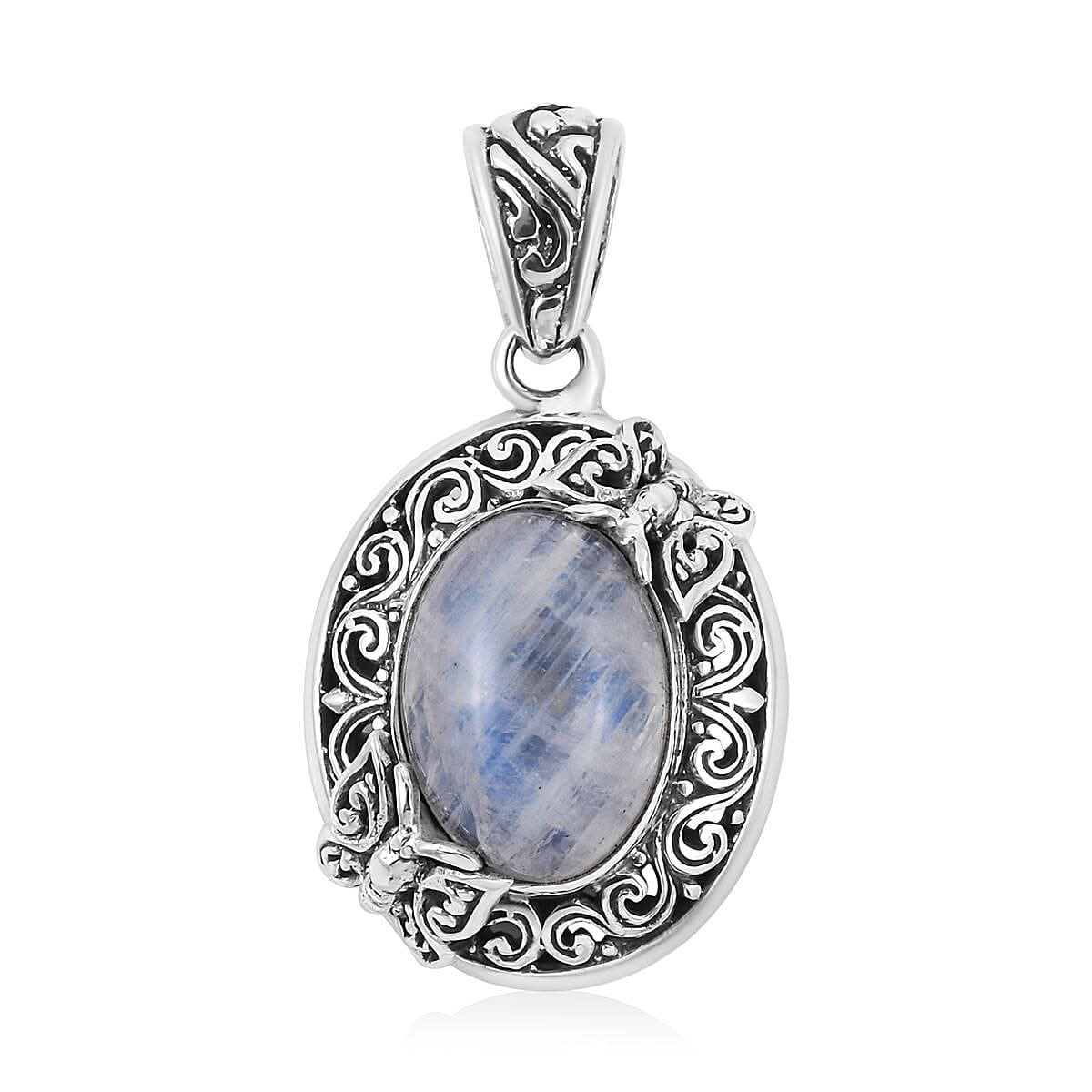Bali Legacy Premium Rainbow Moonstone Pendant in Sterling Silver 7.50 ctw