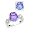 Color Change Fluorite, Natural White Zircon Infinity Ring in Rhodium Over Sterling Silver (Size 10.0) 4.35 ctw - Sticky add to cart bar