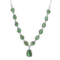 Artisan Crafted Sonoran Gold Turquoise Station Necklace 18 Inches in Sterling Silver 17.35 ctw