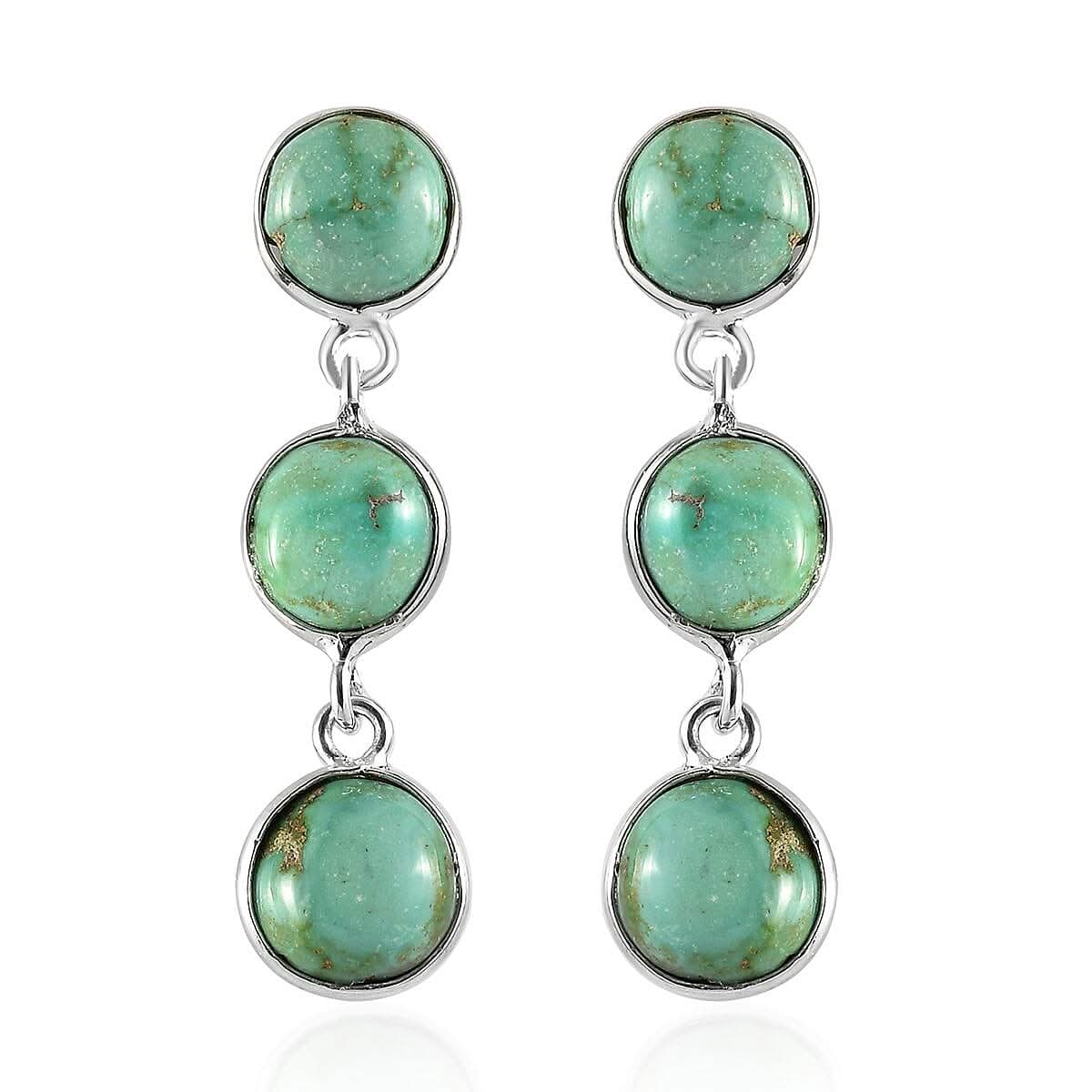 Artisan Crafted Sonoran Gold Turquoise Dangle Earrings in Sterling Silver 6.75 ctw