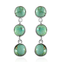 Artisan Crafted Sonoran Gold Turquoise Dangle Earrings in Sterling Silver 6.75 ctw