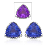 Color Change Fluorite Solitaire Stud Earrings in Rhodium Over Sterling Silver 4.00 ctw