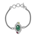 19th Oct One Time Only African Malachite, Orissa Rhodolite Garnet, Peridot Toggle Clasp Bracelet in Platinum Over Copper (7.25 In) 8.35 ctw - Sticky add to cart bar
