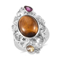 19th Oct One Time Only African Malachite, Peridot, Orissa Rhodolite Garnet Ring in Platinum Over Copper (Size 10.0) 7.75 ctw - Sticky add to cart bar