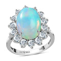 LUXORO 10K White Gold Premium Ethiopian Welo Opal and Moissanite VS-EF Halo Ring 3.30 Grams 6.65 ctw - Sticky add to cart bar