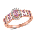 Madagascar Pink Sapphire, Natural White Zircon Ring in Vermeil RG Over Sterling Silver (Size 10.0) 1.00 ctw - Sticky add to cart bar
