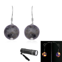 Natural Yooperlite Drop Earrings in Rhodium Over Sterling Silver with Free UV Flash Light 28.50 ctw