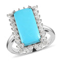 Doorbuster Premium American Natural Sleeping Beauty Turquoise and Moissanite Elongated Ring in Vermeil Yellow Gold Over Sterling Silver 5.15 ctw - Sticky add to cart bar