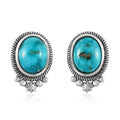 Artisan Crafted Sierra Nevada Turquoise Solitaire Stud Earrings in Sterling Silver 3.85 ctw - Sticky add to cart bar