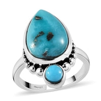 Artisan Crafted Sierra Nevada Turquoise, AMERICAN Natural Sleeping Beauty Turquoise Fancy Ring in Sterling Silver (Size 10.0) 5.35 ctw