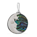Sajen Silver Carved Bone and Abalone Shell Crescent Moon Pendant in Sterling Silver - Sticky add to cart bar