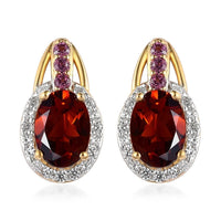 Brazilian Cherry Citrine and Multi Gemstone Stud Earrings in Vermeil Yellow Gold Over Sterling Silver 1.90 ctw