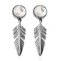 White Buffalo Feather Earrings in Sterling Silver 4.00 ctw - Sticky add to cart bar