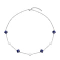Lapis Lazuli Paper Clip Chain Station Necklace 20-22 Inches in Stainless Steel 32.00 ctw - Sticky add to cart bar