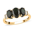 LUXORO 10K Yellow Gold Premium Tanzanian Natural Chrome Tourmaline, Diamond Accent 3 Stone Ring (Size 10.0) 1.55 ctw - Sticky add to cart bar