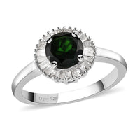 Premium Chrome Tourmaline and Diamond Halo Ring in Platinum Over Sterling Silver (Size 10.0) 1.10 ctw
