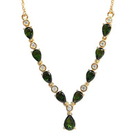 Premium Tanzanian Chrome Tourmaline and Moissanite Necklace 18 Inches in Vermeil Yellow Gold Over Sterling Silver 3.90 ctw