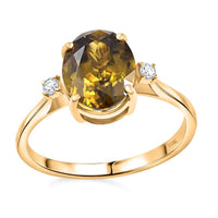 LUXORO 10K Yellow Gold AAA Sava Sphene, Diamond (G-H, I2) Ring (Size 9.0) 3.20 ctw