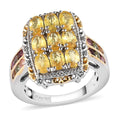 Madagascar Yellow Sapphire and Multi-Tourmaline Ring in Vermeil Yellow Gold and Platinum Over Sterling Silver 3.25 ctw - Sticky add to cart bar