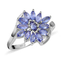Tanzanite Bypass Floral Ring in Platinum Over Sterling Silver 1.10 ctw - Sticky add to cart bar