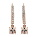 Marropino Morganite and Natural White Zircon Lever Back Earrings in Vermeil Rose Gold Over Sterling Silver 1.30 ctw - Sticky add to cart bar