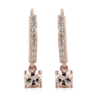 Marropino Morganite and Natural White Zircon Lever Back Earrings in Vermeil Rose Gold Over Sterling Silver 1.30 ctw