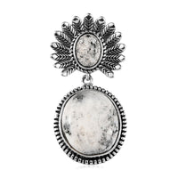 White Buffalo Feather Crown Pendant in Sterling Silver 10.85 ctw