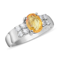 Orange Sapphire and Moissanite VS-EF Ring in Platinum Over Sterling Silver 1.40 ctw