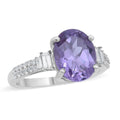 Lab Created Alexandrite, Natural White Zircon Ring in Platinum Over Sterling Silver (Size 6.0) 4.25 ctw - Sticky add to cart bar