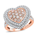Ankur Treasure Chest MIO AMOUR 14K Rose and White Gold Natural Pink and White Diamond Heart Ring, Halo Engagement Ring For Women 1.50 ctw - Sticky add to cart bar
