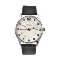 STRADA Japanese Movement Watch with Black Faux Leather Strap (42mm) (6.25-8.25 Inches)