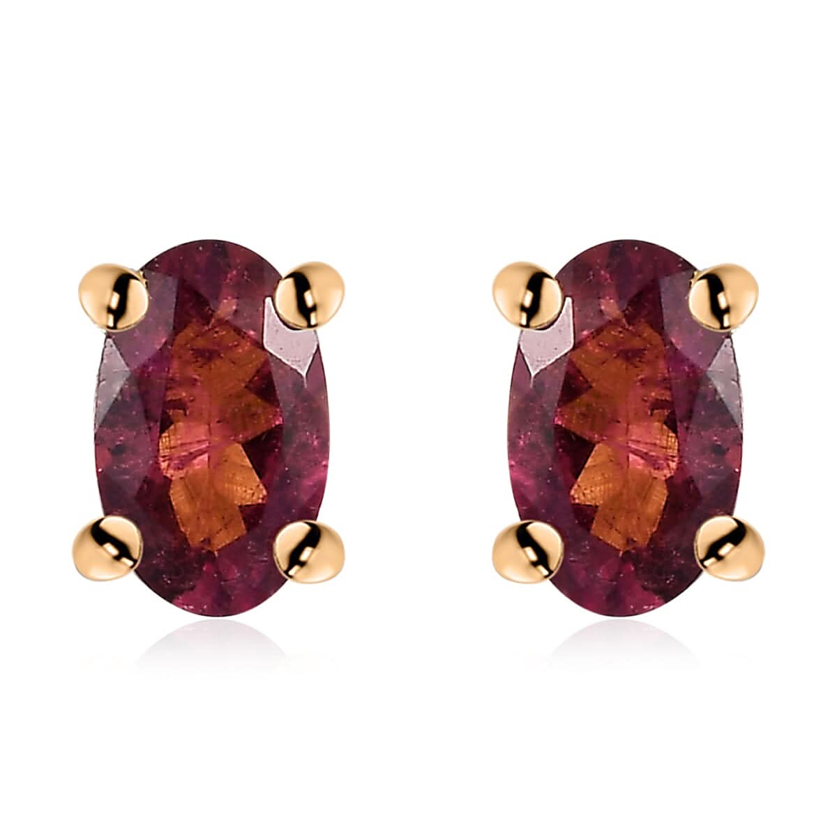 Premium Ouro Fino Rubellite Stud Earrings in Vermeil Yellow Gold Over Sterling Silver 0.40 ctw