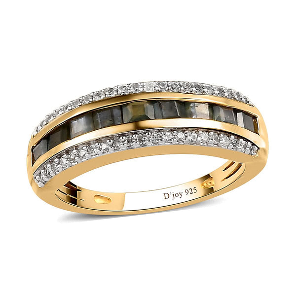 Narsipatnam Alexandrite and Natural White Zircon Half Eternity Band Ring in Vermeil Yellow Gold Over Sterling Silver 1.15 ctw - Product card gallery slide 1 (9431477584127)