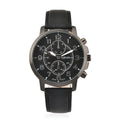 STRADA Japanese Movement Multifunction Button Watch with Black Faux Leather Strap - Sticky add to cart bar