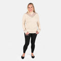 TAMSY Off-White Knit Turtle Neck with Diamond Pattern - L - Sticky add to cart bar