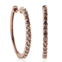 LUXORO 10K Rose Gold Natural Champagne Diamond Hoop Earrings (3.25 g) 1.00 ctw