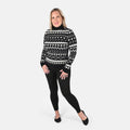 TAMSY Black Knit Turtle Neck with Chevron Pattern - L - Sticky add to cart bar