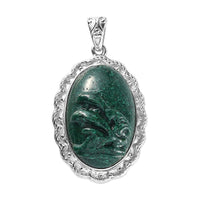 Freshened Malachite Solitaire Pendant in Platinum Over Copper with Magnet 21.00 ctw