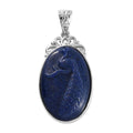 Freshened Lapis Lazuli Solitaire Pendant without Chain in Platinum Over Copper with Magnet 14.25 ctw - Sticky add to cart bar