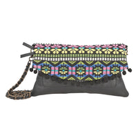 Black Genuine leather Vintage Crossbody Bag (11.5"x12")