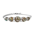 Grey Color Lab Created Opal Beaded 5 Stone Bracelet in Stainless Steel (7.25 In) - Sticky add to cart bar