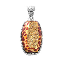 SAJEN SILVER Window Drusy Astral Leopard Gold Pendant in Platinum Over Sterling Silver 22.00 ctw