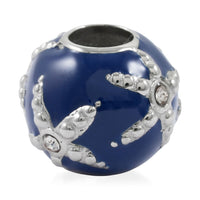 HALLMARK Austrian Crystal Blue and White Starfish Charm in Stainless Steel